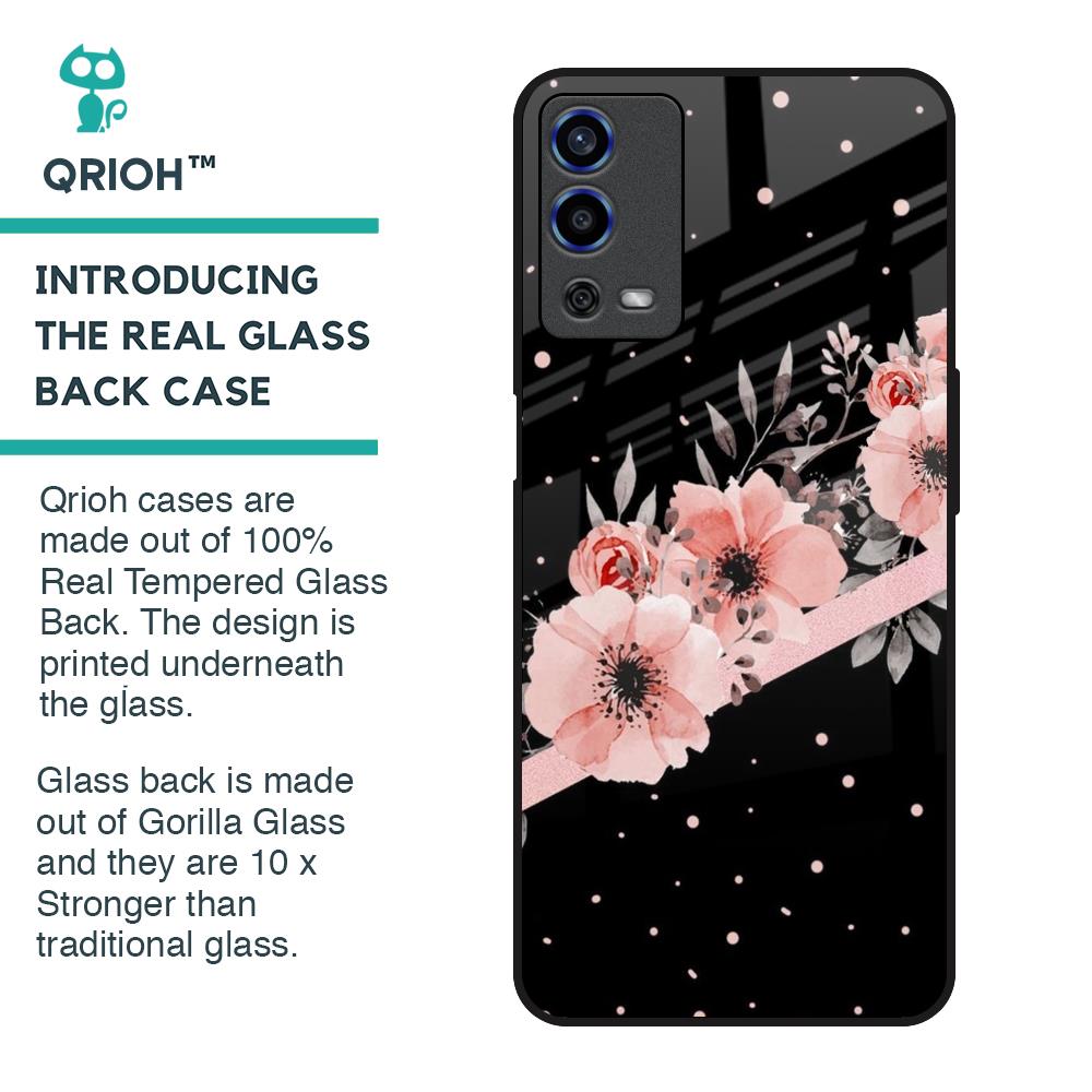 Floral Black Band Glass Case For Oppo A55