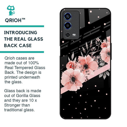 Floral Black Band Glass Case For Oppo A55