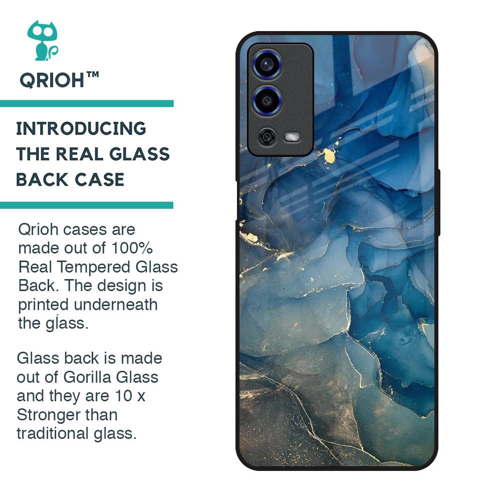 Blue Cool Marble Glass Case for Oppo A55