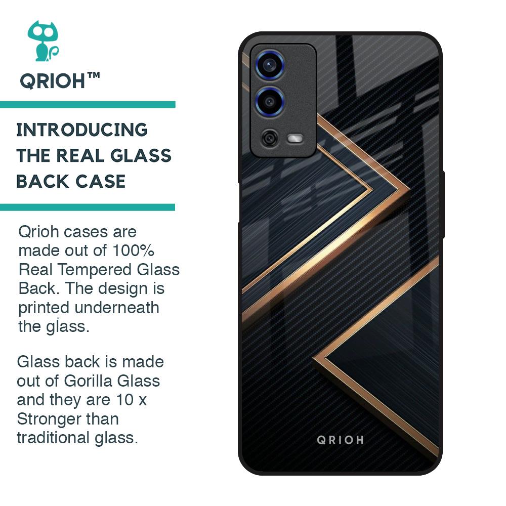 Sleek Golden & Navy Glass Case for Oppo A55