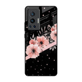 Floral Black Band Vivo X70 Pro Glass Back Cover Online