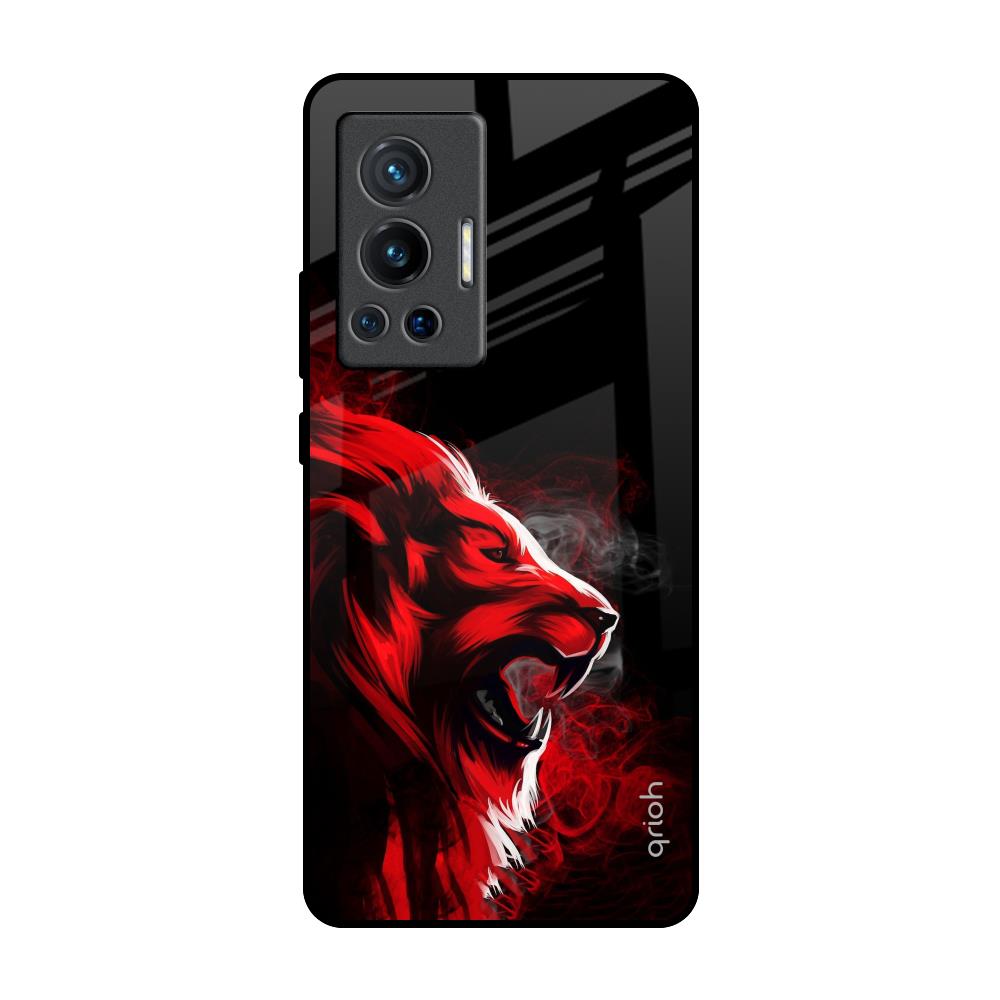 Red Angry Lion Vivo X70 Pro Glass Back Cover Online