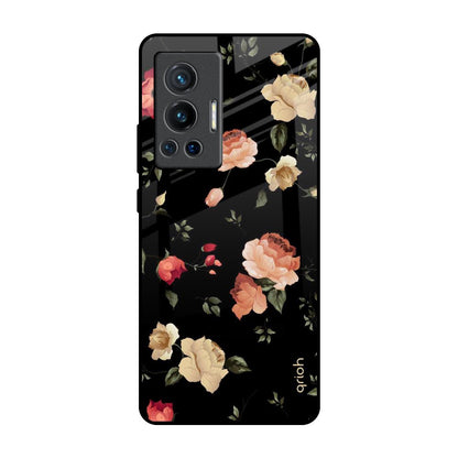 Black Spring Floral Vivo X70 Pro Glass Back Cover Online
