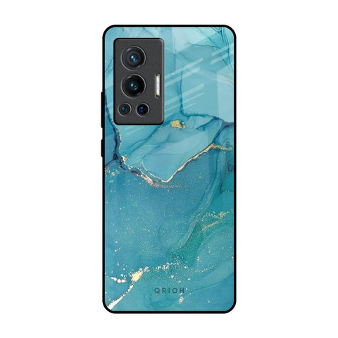 Blue Golden Glitter Vivo X70 Pro Glass Back Cover Online