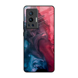 Blue & Red Smoke Vivo X70 Pro Glass Back Cover Online