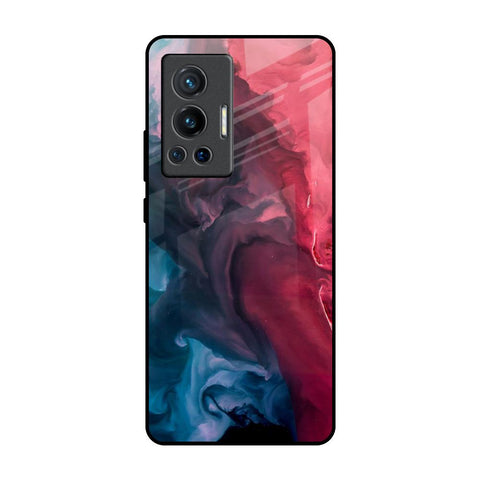 Blue & Red Smoke Vivo X70 Pro Glass Back Cover Online
