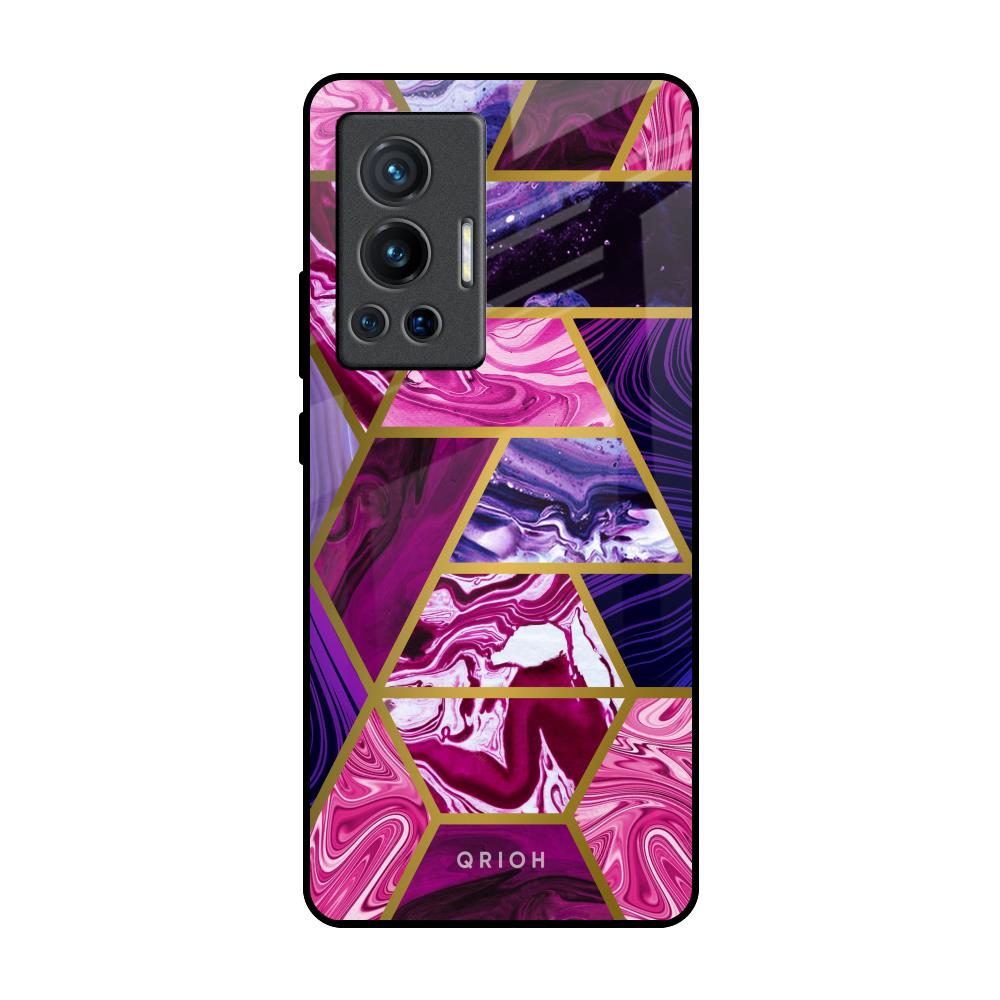 Electroplated Geometric Marble Vivo X70 Pro Glass Back Cover Online