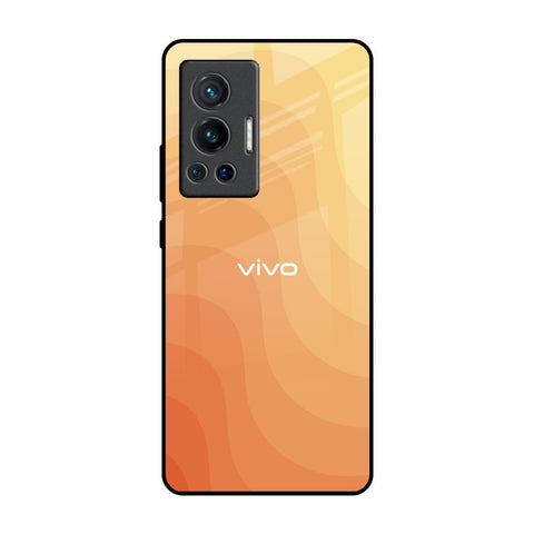 Orange Curve Pattern Vivo X70 Pro Glass Back Cover Online