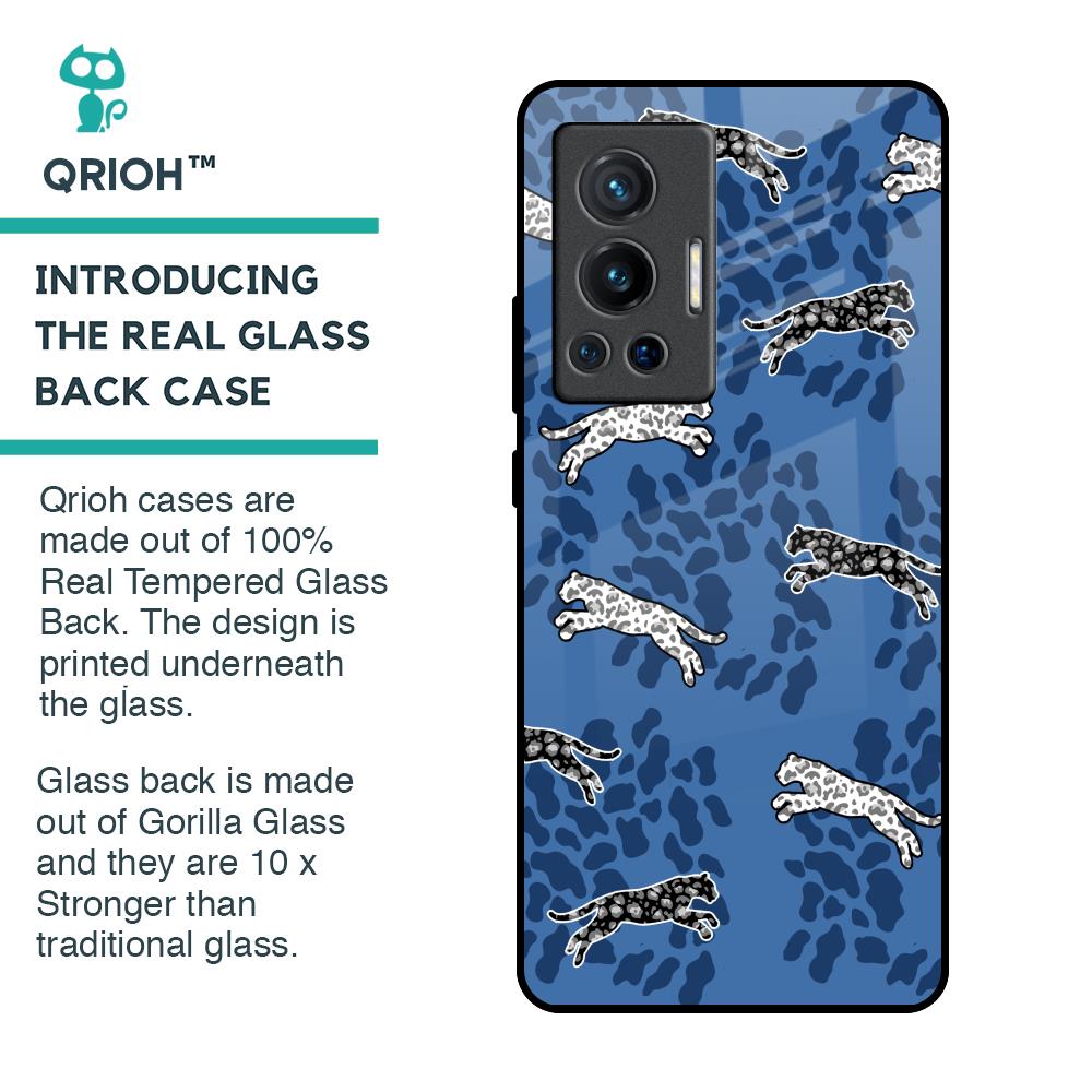 Blue Cheetah Glass Case for Vivo X70 Pro
