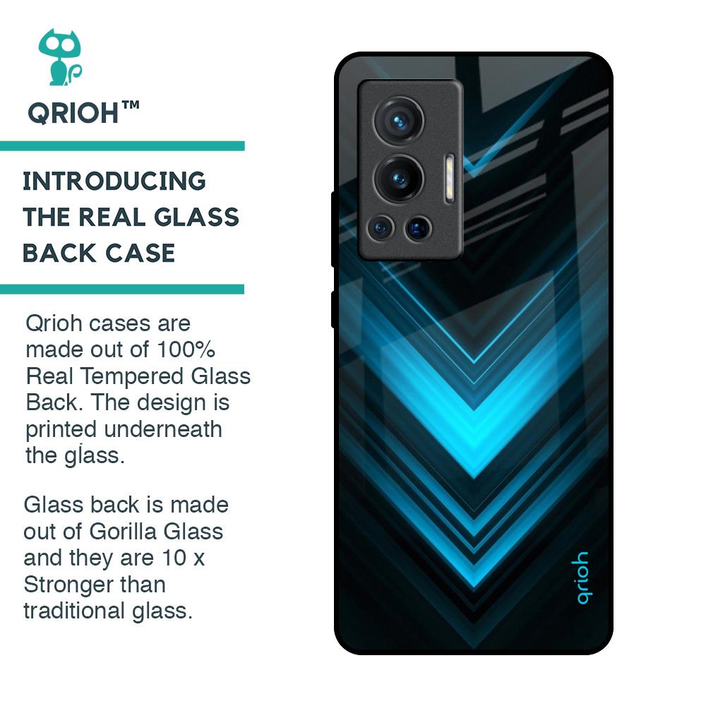 Vertical Blue Arrow Glass Case For Vivo X70 Pro