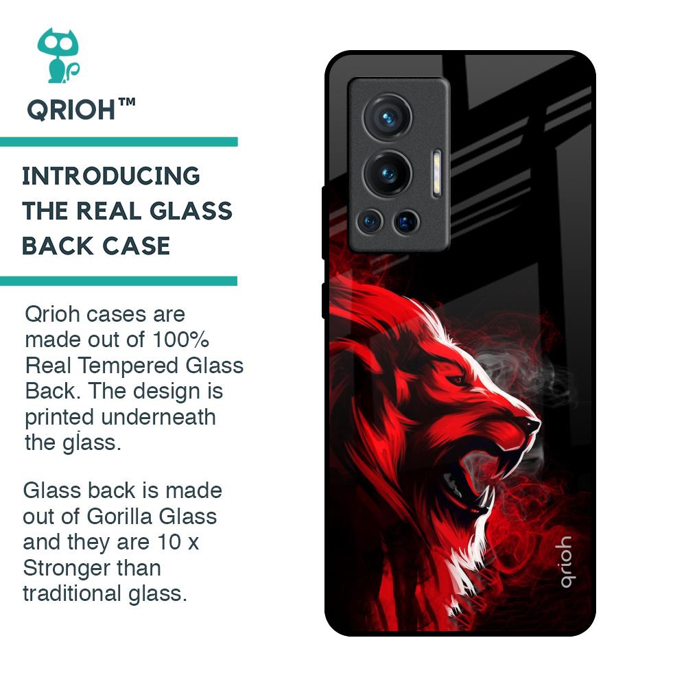 Red Angry Lion Glass Case for Vivo X70 Pro