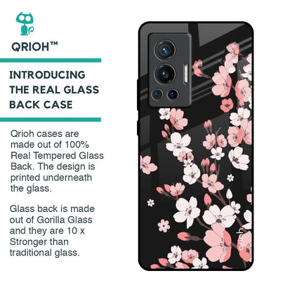 Black Cherry Blossom Glass Case for Vivo X70 Pro