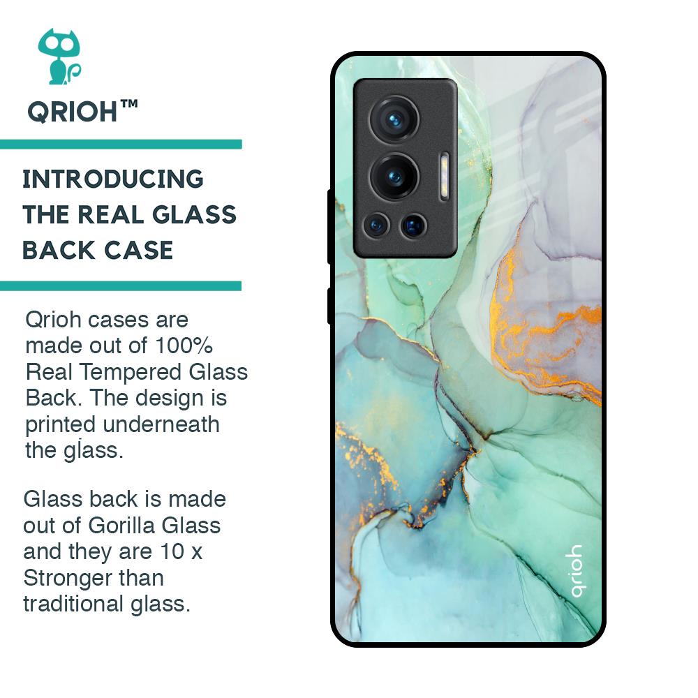 Green Marble Glass Case for Vivo X70 Pro