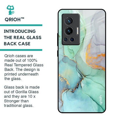 Green Marble Glass Case for Vivo X70 Pro