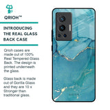 Blue Golden Glitter Glass Case for Vivo X70 Pro