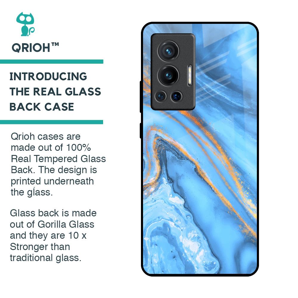 Vibrant Blue Marble Glass Case for Vivo X70 Pro