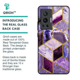 Purple Rhombus Marble Glass Case for Vivo X70 Pro