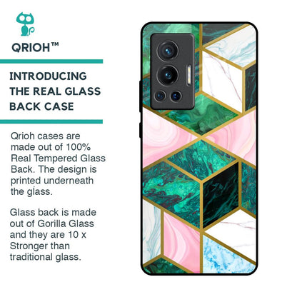 Seamless Green Marble Glass Case for Vivo X70 Pro