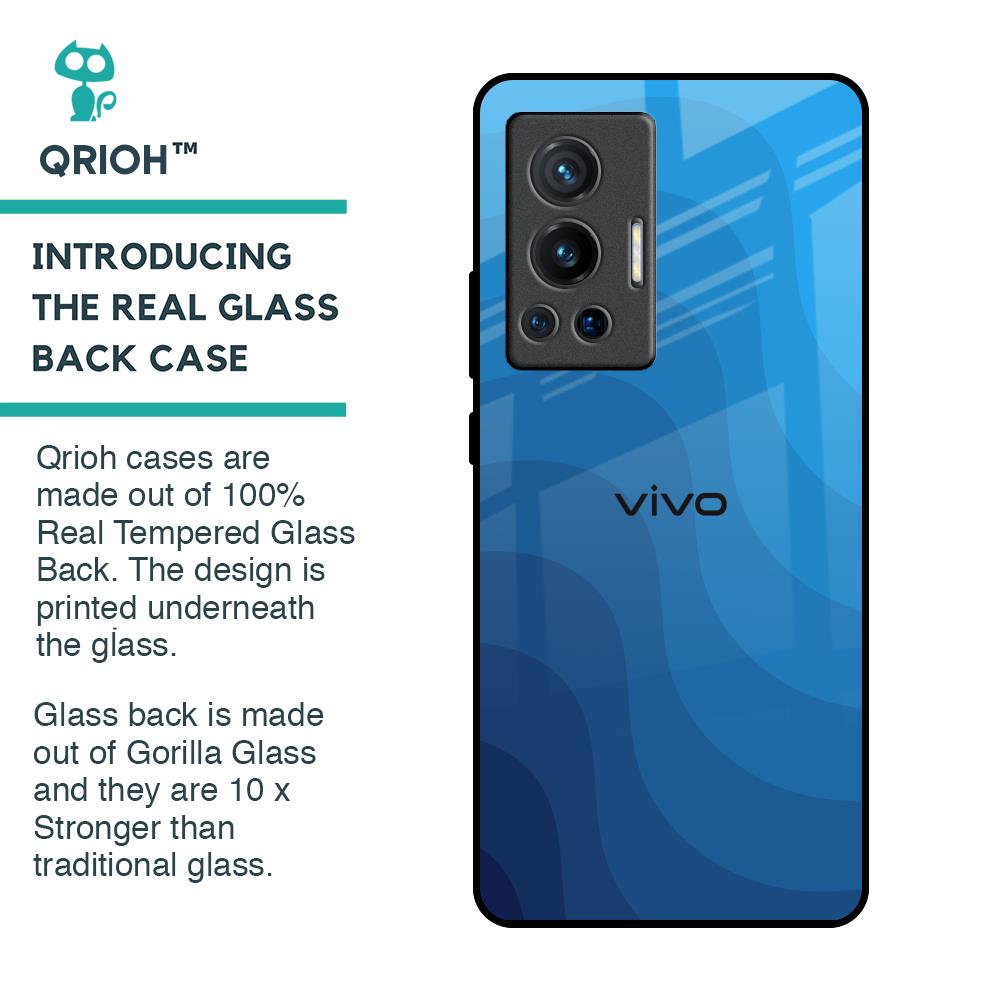 Blue Wave Abstract Glass Case for Vivo X70 Pro