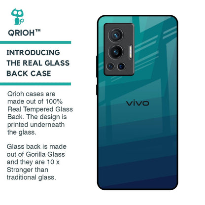 Green Triangle Pattern Glass Case for Vivo X70 Pro