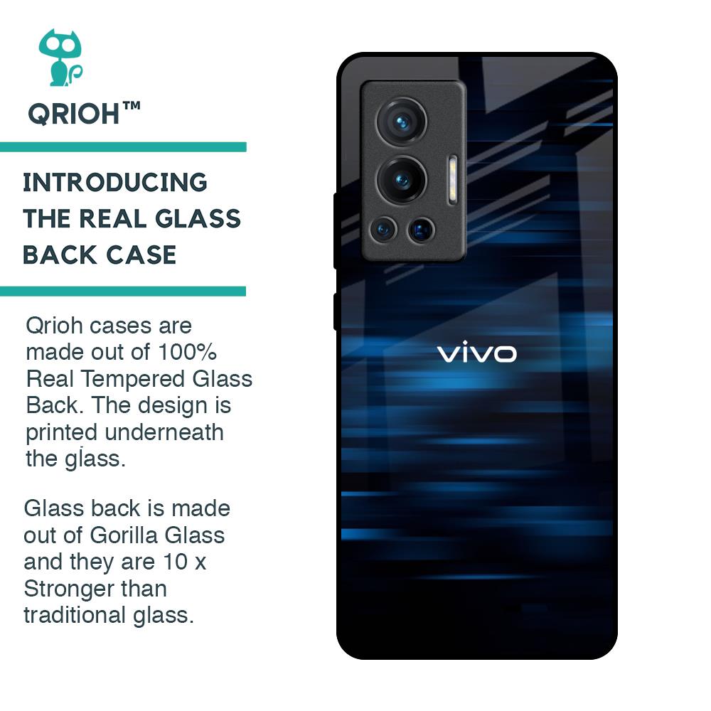 Blue Rough Abstract Glass Case for Vivo X70 Pro