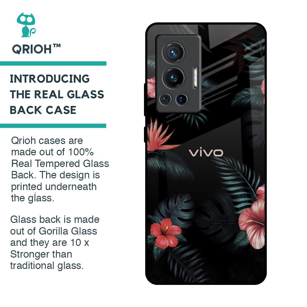 Tropical Art Flower Glass Case for Vivo X70 Pro