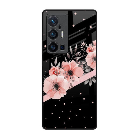 Floral Black Band Vivo X70 Pro Plus Glass Back Cover Online
