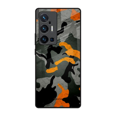 Camouflage Orange Vivo X70 Pro Plus Glass Back Cover Online