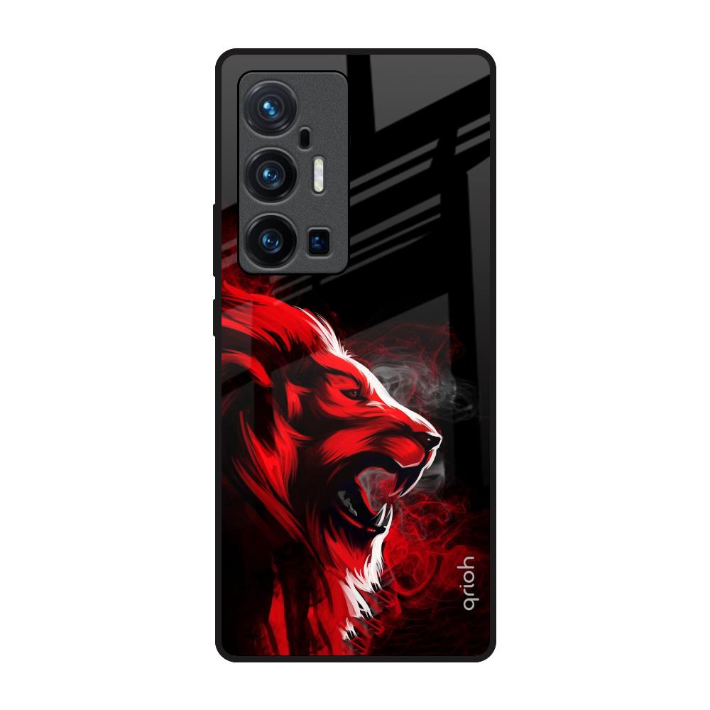 Red Angry Lion Vivo X70 Pro Plus Glass Back Cover Online