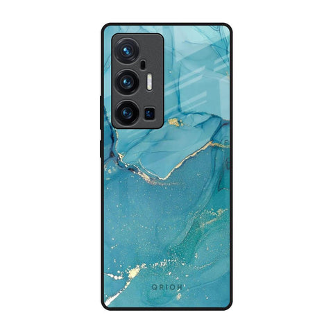 Blue Golden Glitter Vivo X70 Pro Plus Glass Back Cover Online
