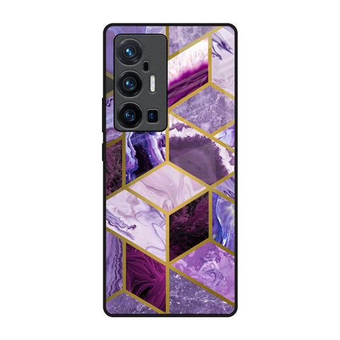 Purple Rhombus Marble Vivo X70 Pro Plus Glass Back Cover Online