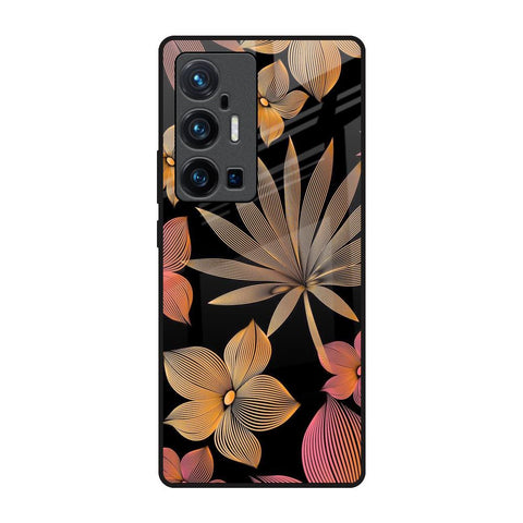 Lines Pattern Flowers Vivo X70 Pro Plus Glass Back Cover Online