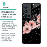 Floral Black Band Glass Case For Vivo X70 Pro Plus