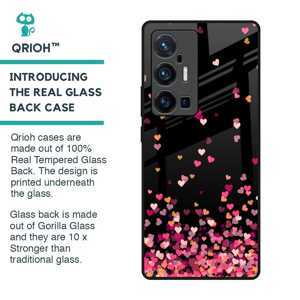 Heart Rain Fall Glass Case For Vivo X70 Pro Plus