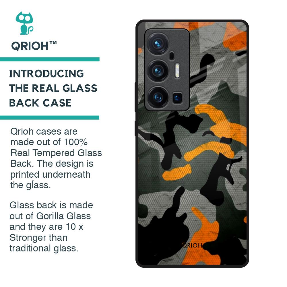 Camouflage Orange Glass Case For Vivo X70 Pro Plus