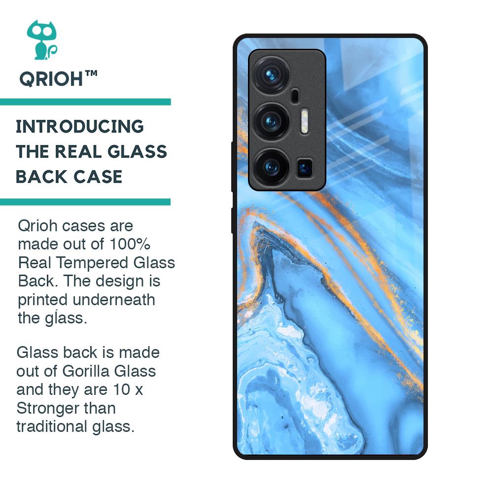 Vibrant Blue Marble Glass Case for Vivo X70 Pro Plus