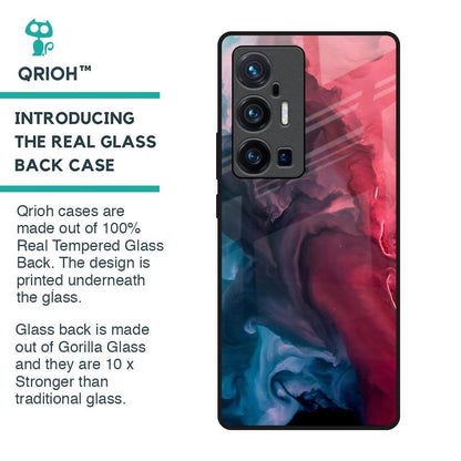 Blue & Red Smoke Glass Case for Vivo X70 Pro Plus