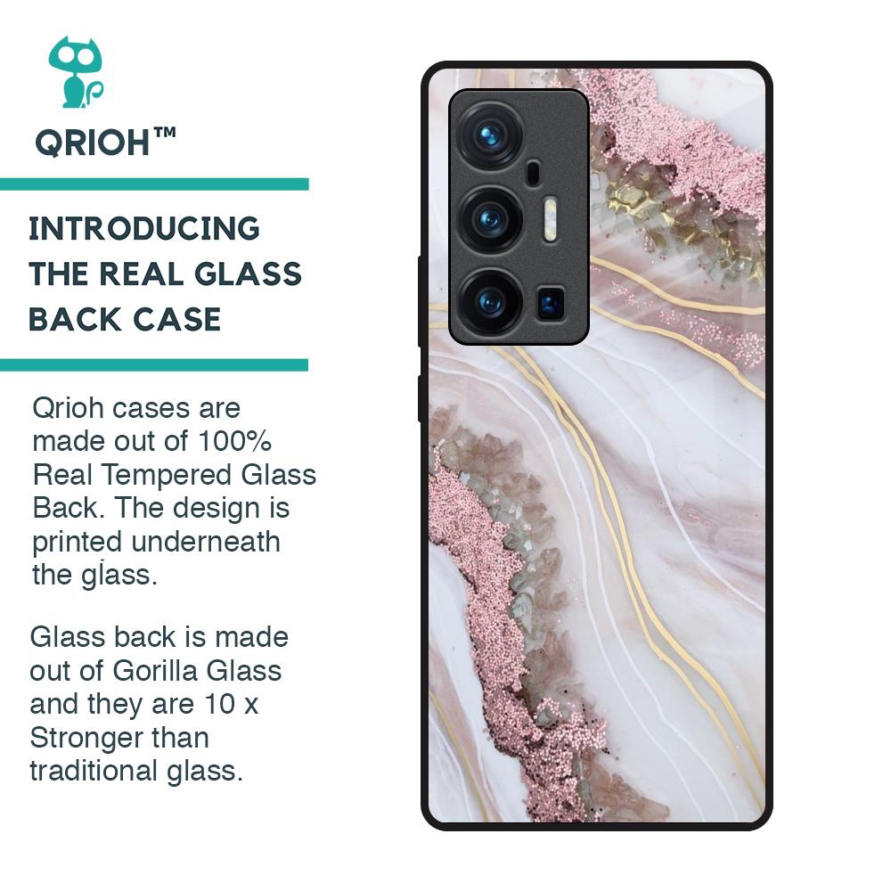 Pink & Gold Gllitter Marble Glass Case for Vivo X70 Pro Plus