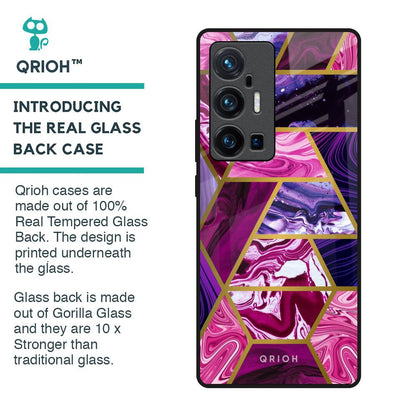 Electroplated Geometric Marble Glass Case for Vivo X70 Pro Plus