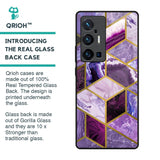 Purple Rhombus Marble Glass Case for Vivo X70 Pro Plus