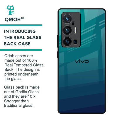 Green Triangle Pattern Glass Case for Vivo X70 Pro Plus