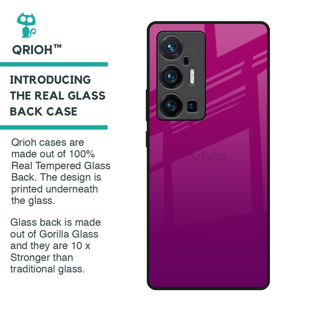 Magenta Gradient Glass Case For Vivo X70 Pro Plus