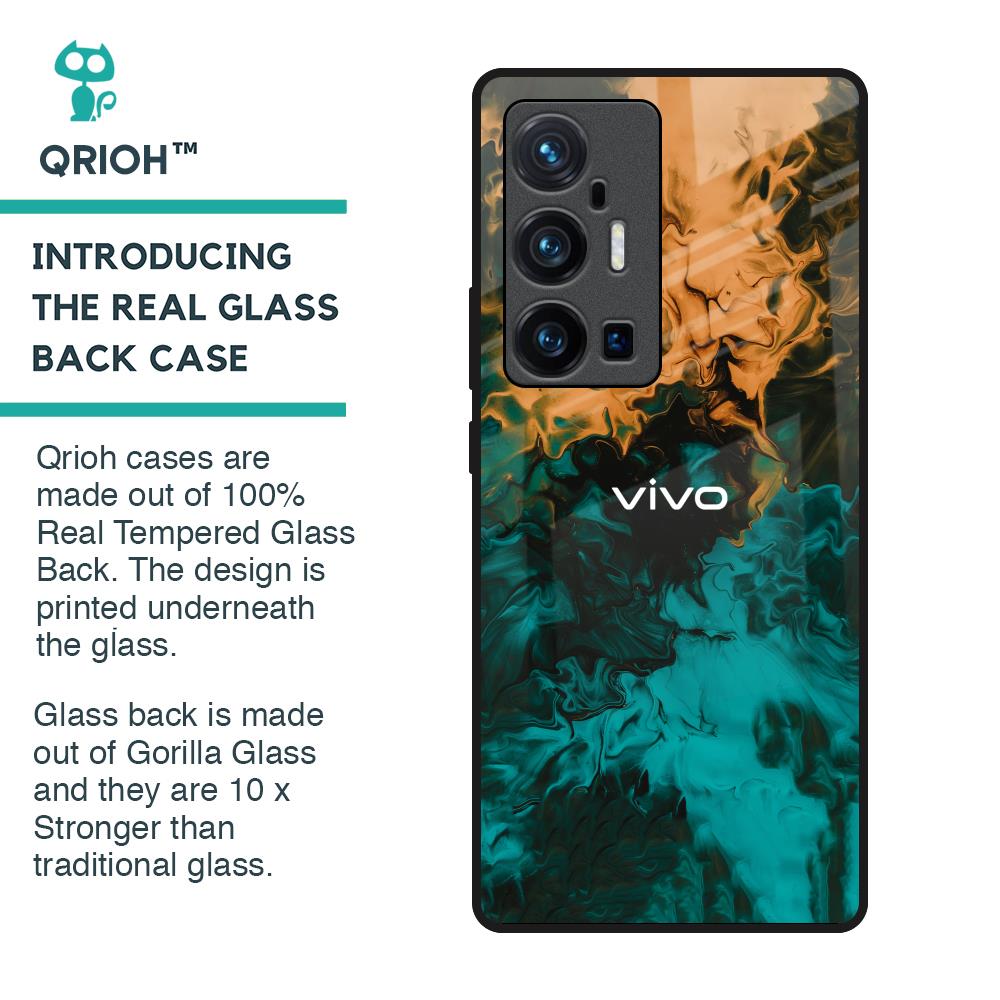 Watercolor Wave Glass Case for Vivo X70 Pro Plus
