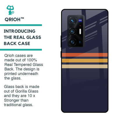 Tricolor Stripes Glass Case For Vivo X70 Pro Plus