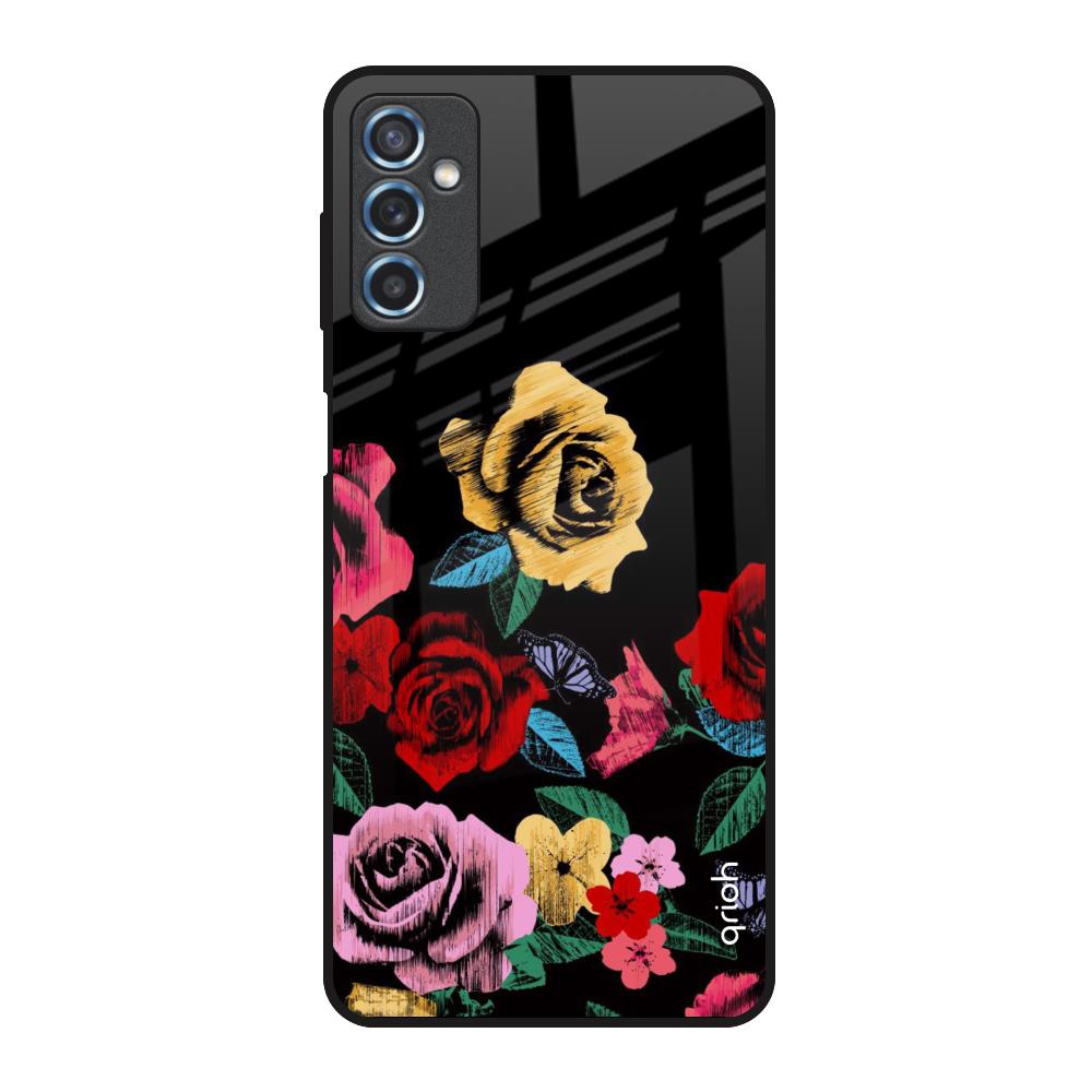 Floral Decorative Samsung Galaxy M52 5G Glass Back Cover Online