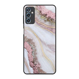 Pink & Gold Gllitter Marble Samsung Galaxy M52 5G Glass Back Cover Online