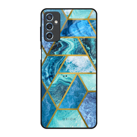 Turquoise Geometrical Marble Samsung Galaxy M52 5G Glass Back Cover Online