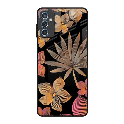Lines Pattern Flowers Samsung Galaxy M52 5G Glass Back Cover Online