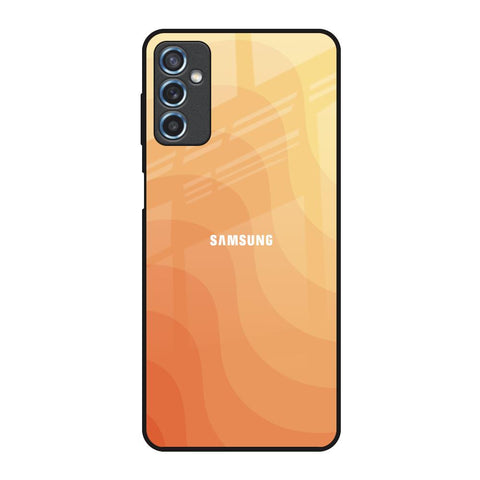 Orange Curve Pattern Samsung Galaxy M52 5G Glass Back Cover Online