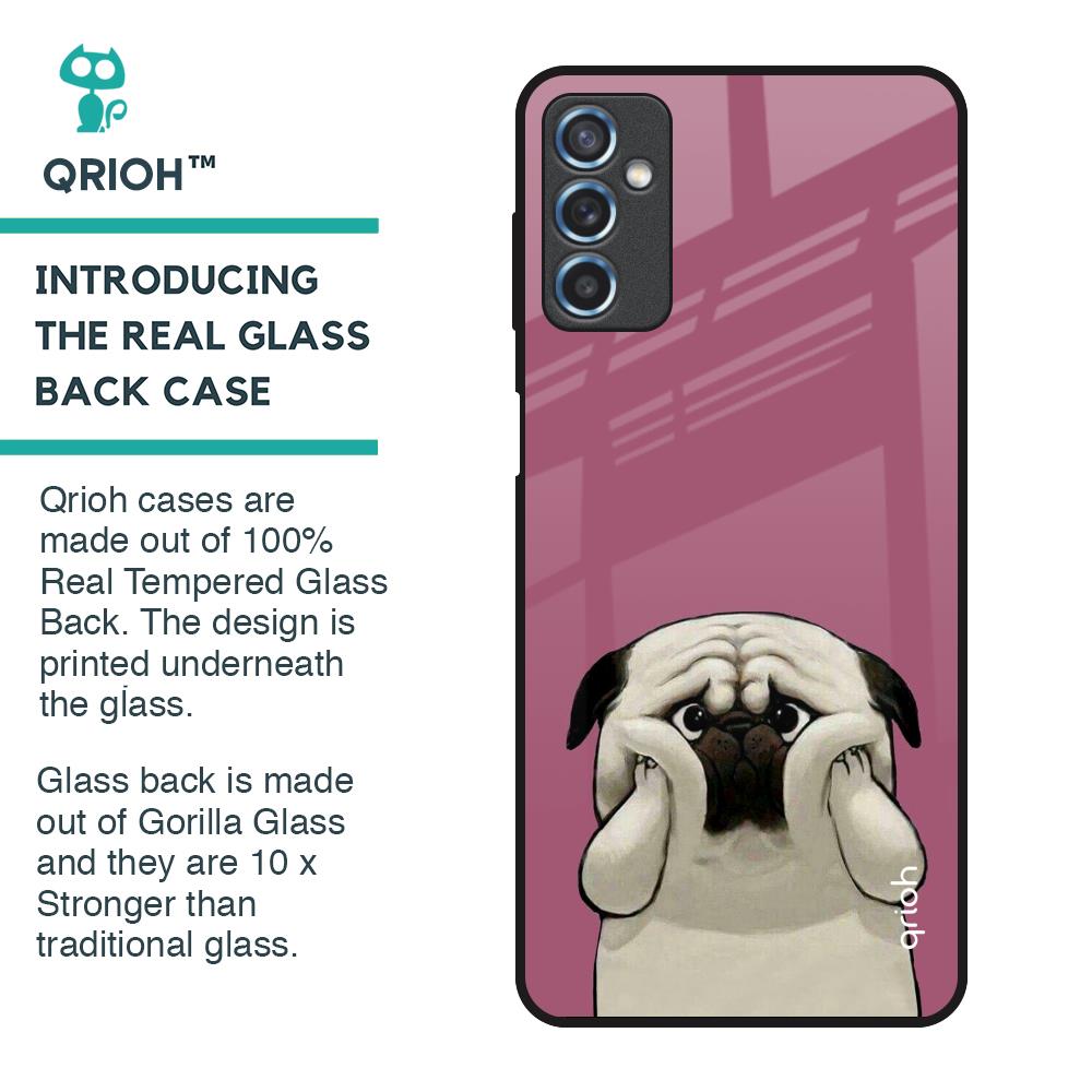 Funny Pug Face Glass Case For Samsung Galaxy M52 5G